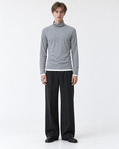 Layered-Hem High-Neck Top