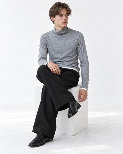 Layered-Hem High-Neck Top