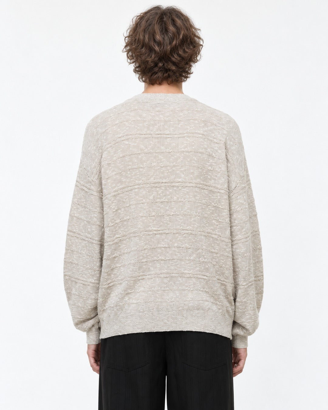 Henley Placket Textured Knit Sweater