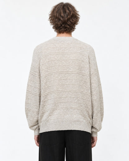 Henley Placket Textured Knit Sweater