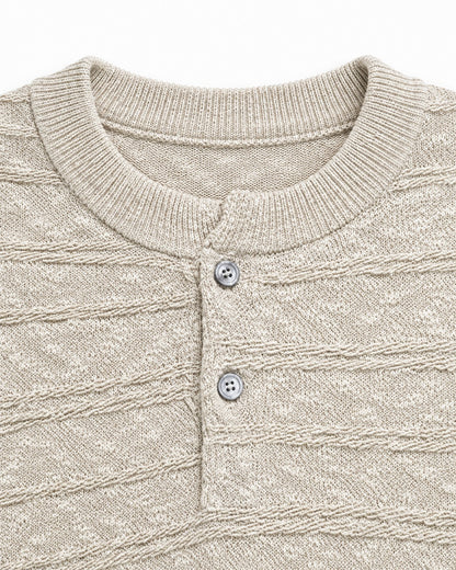 Henley Placket Textured Knit Sweater