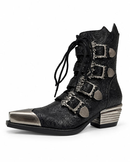 Western Buckle Ankle Boots