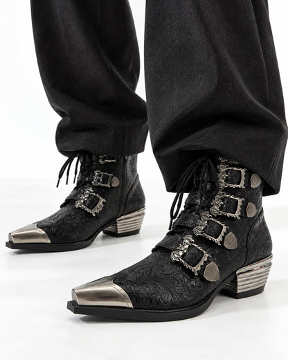 Western Buckle Ankle Boots