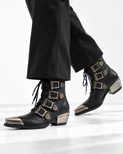 Western Buckle Ankle Boots