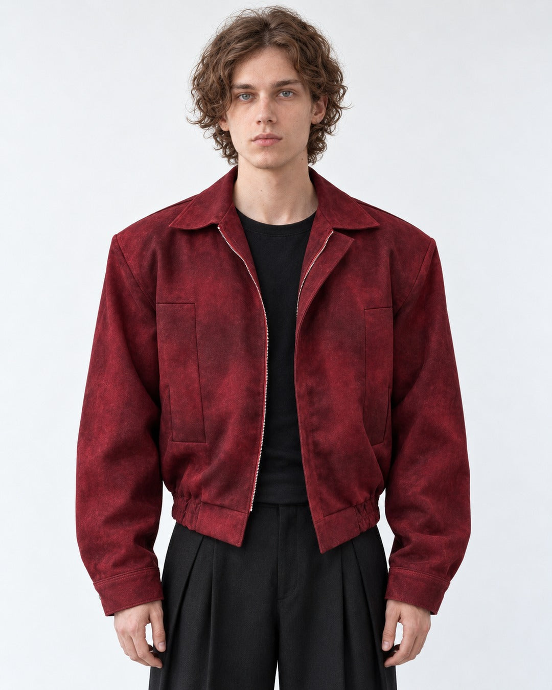 Cropped Lapel Zip Jacket