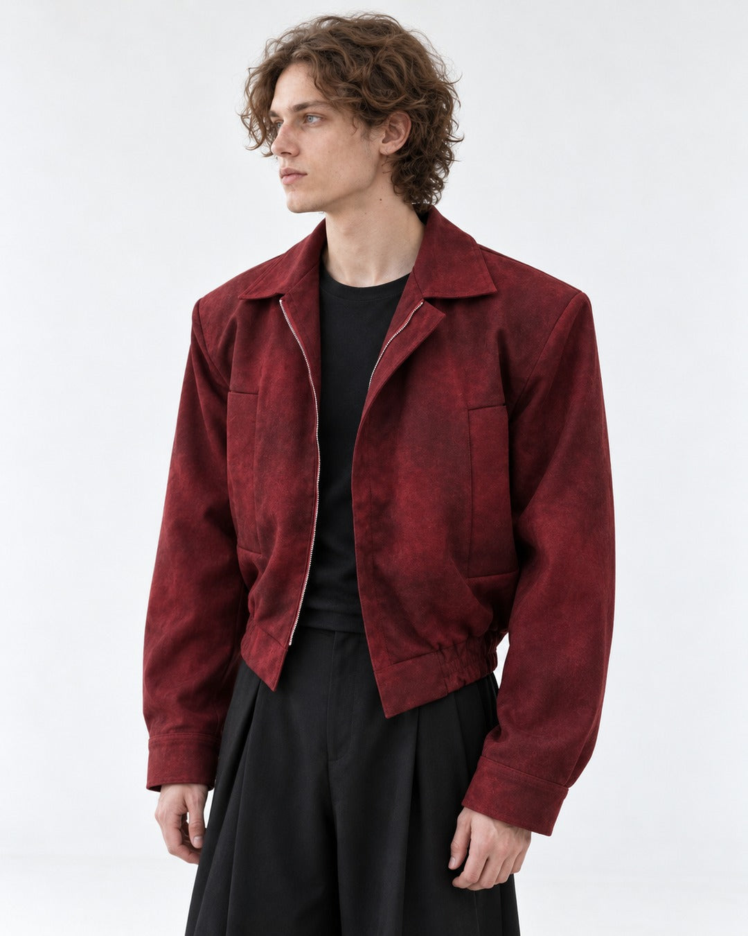 Cropped Lapel Zip Jacket