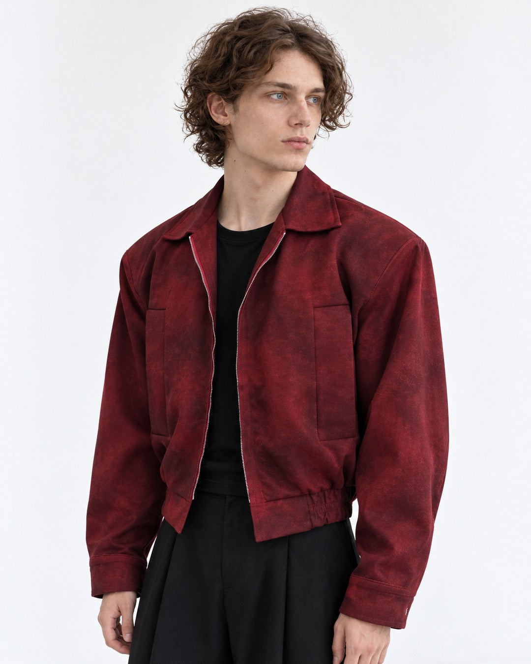 Cropped Lapel Zip Jacket