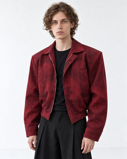 Cropped Lapel Zip Jacket