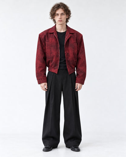Cropped Lapel Zip Jacket