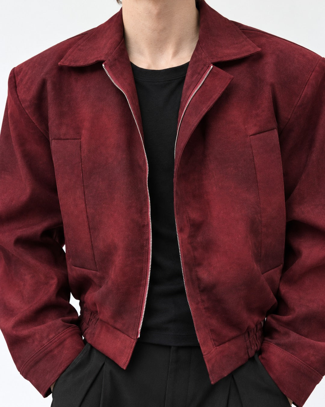 Cropped Lapel Zip Jacket