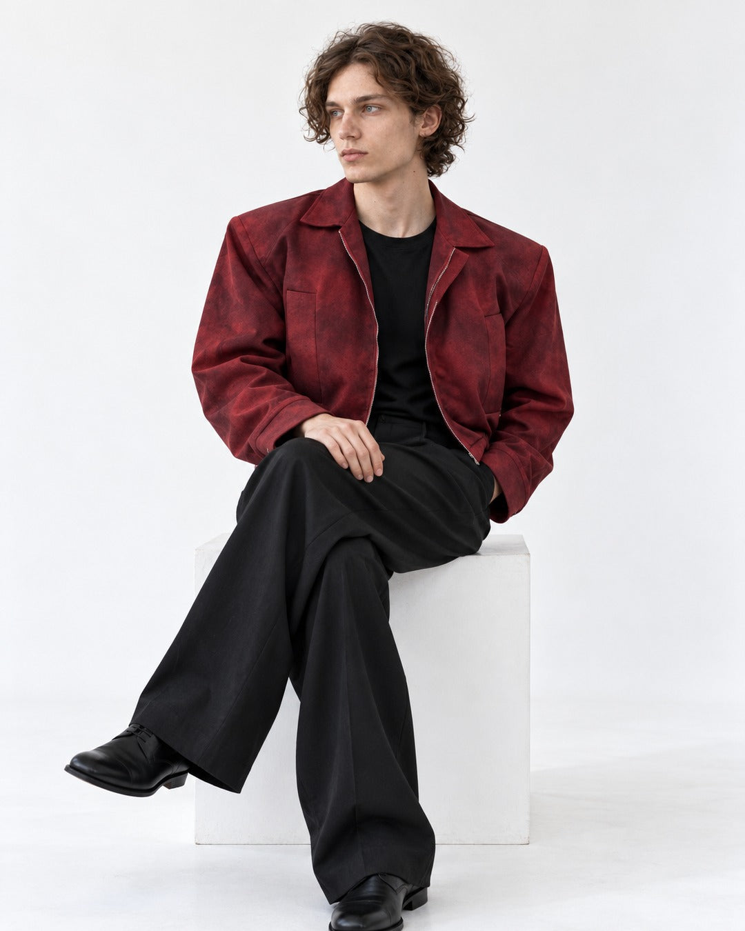 Cropped Lapel Zip Jacket