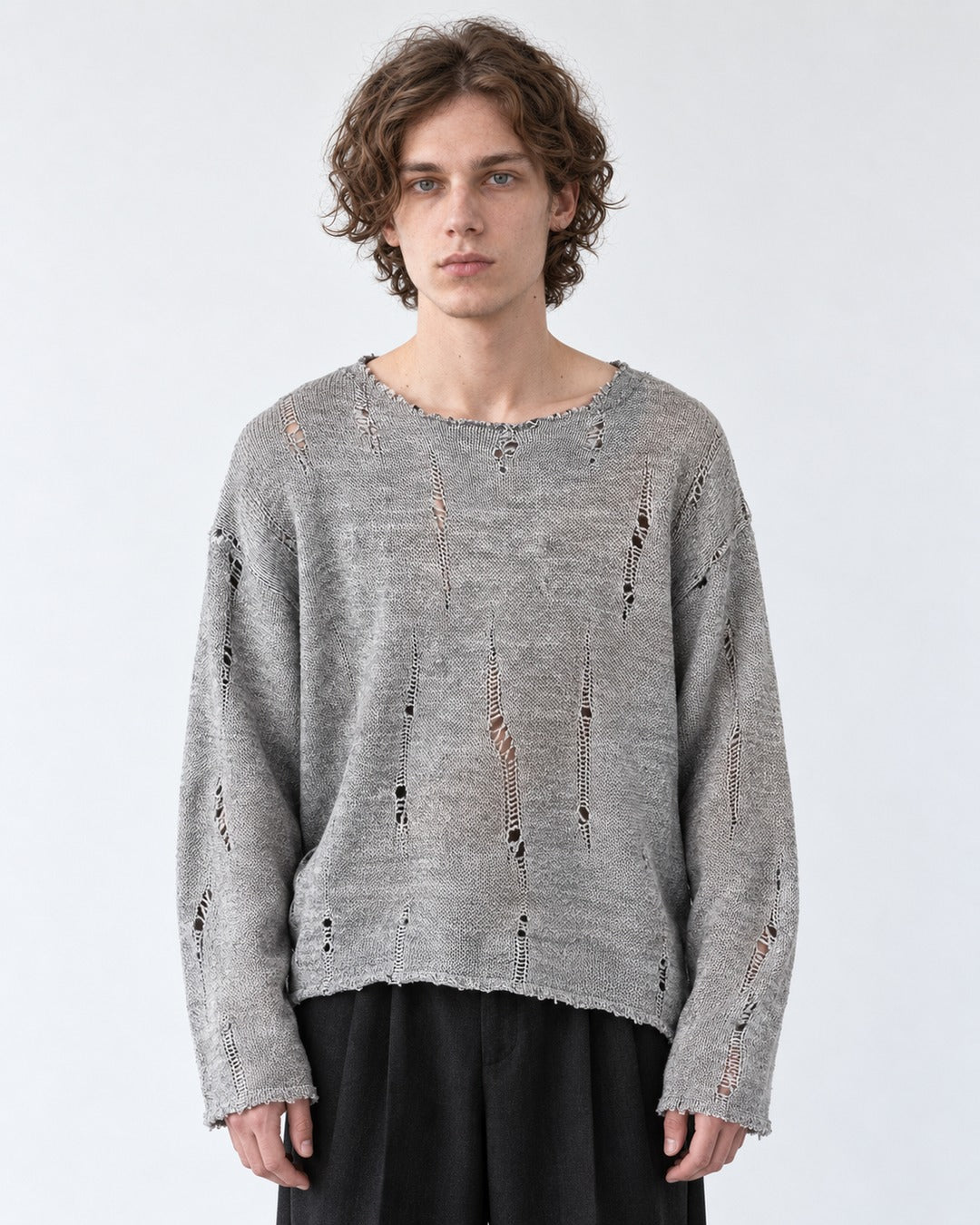 Brushed Distressed Knit Top