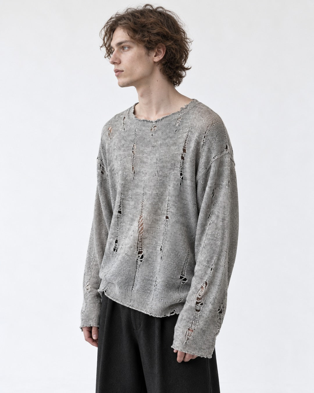 Brushed Distressed Knit Top