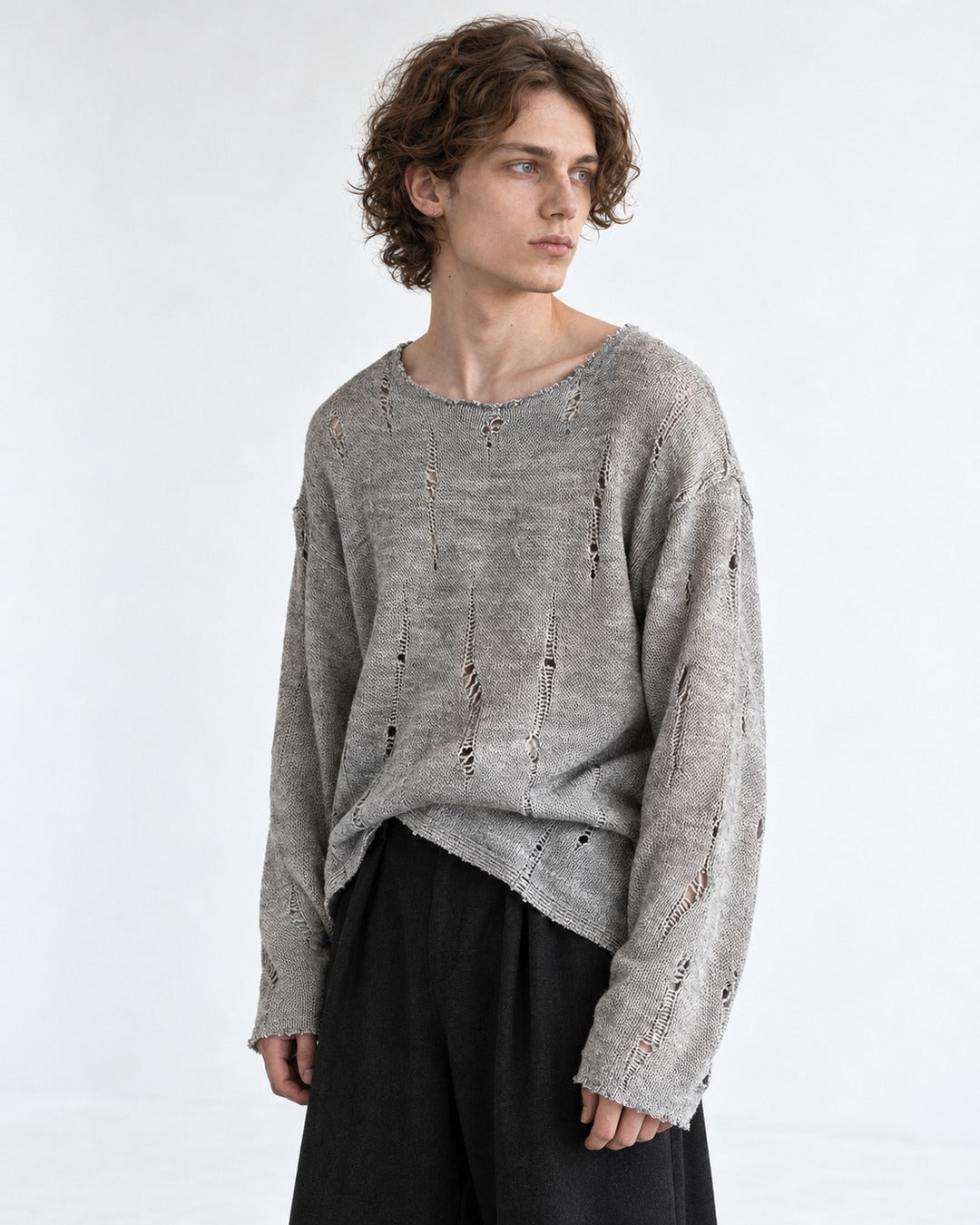Brushed Distressed Knit Top