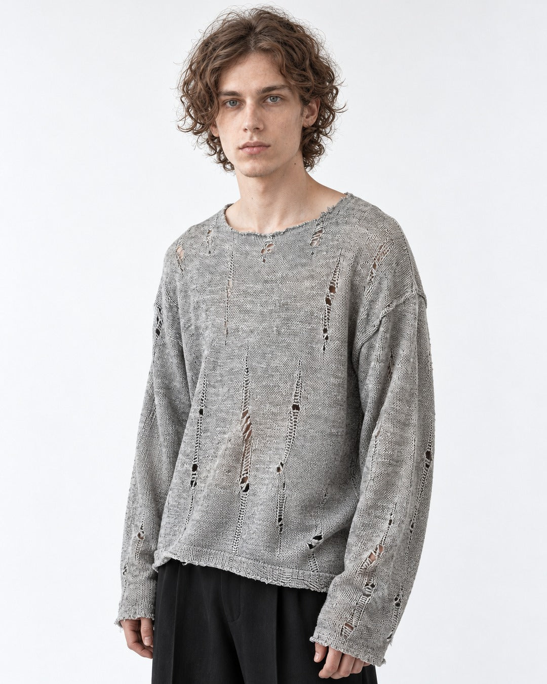 Brushed Distressed Knit Top