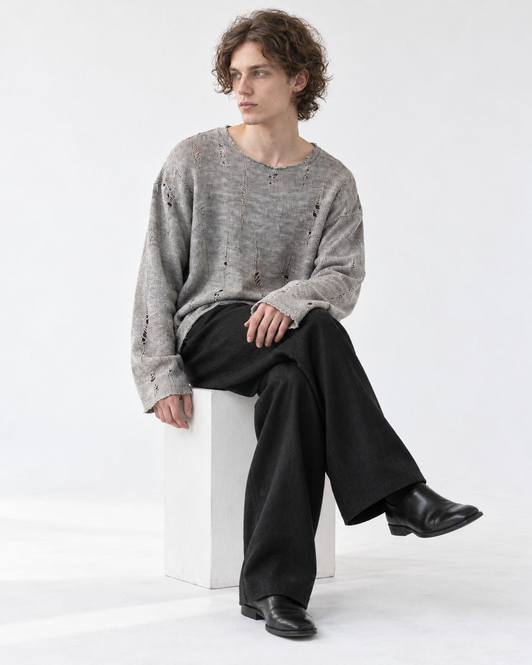 Brushed Distressed Knit Top