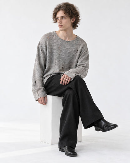 Brushed Distressed Knit Top