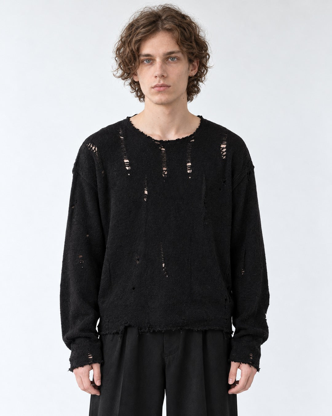 Brushed Distressed Knit Top