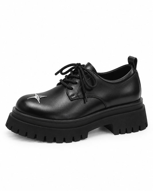 Star-Detail Platform Derby Shoes