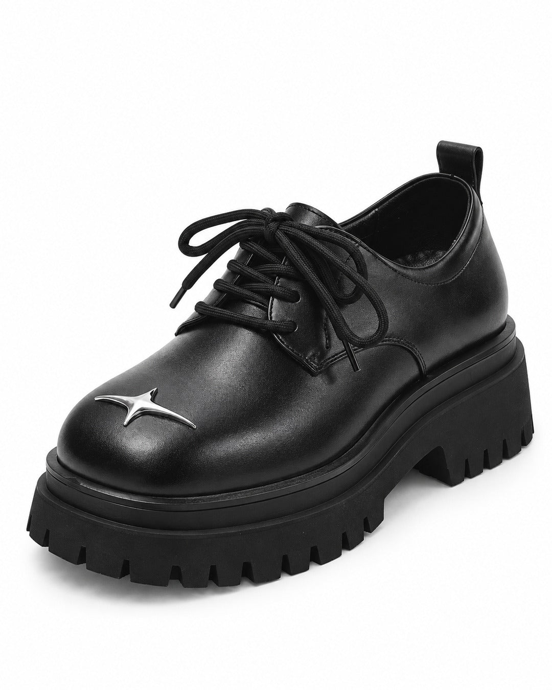 Star-Detail Platform Derby Shoes