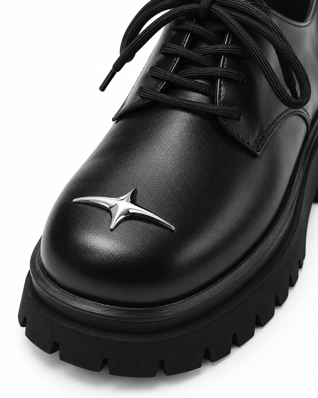 Star-Detail Platform Derby Shoes