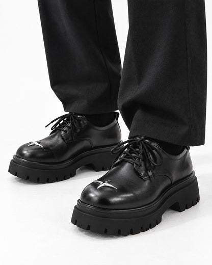 Star-Detail Platform Derby Shoes