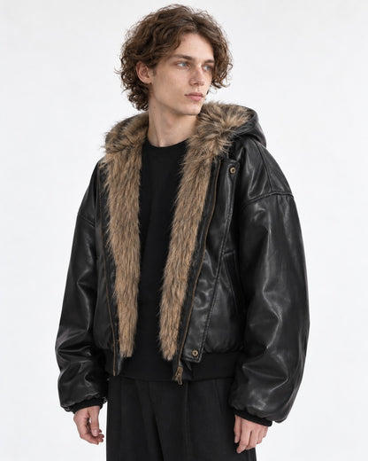 Reversible Faux Fur Hooded Jacket