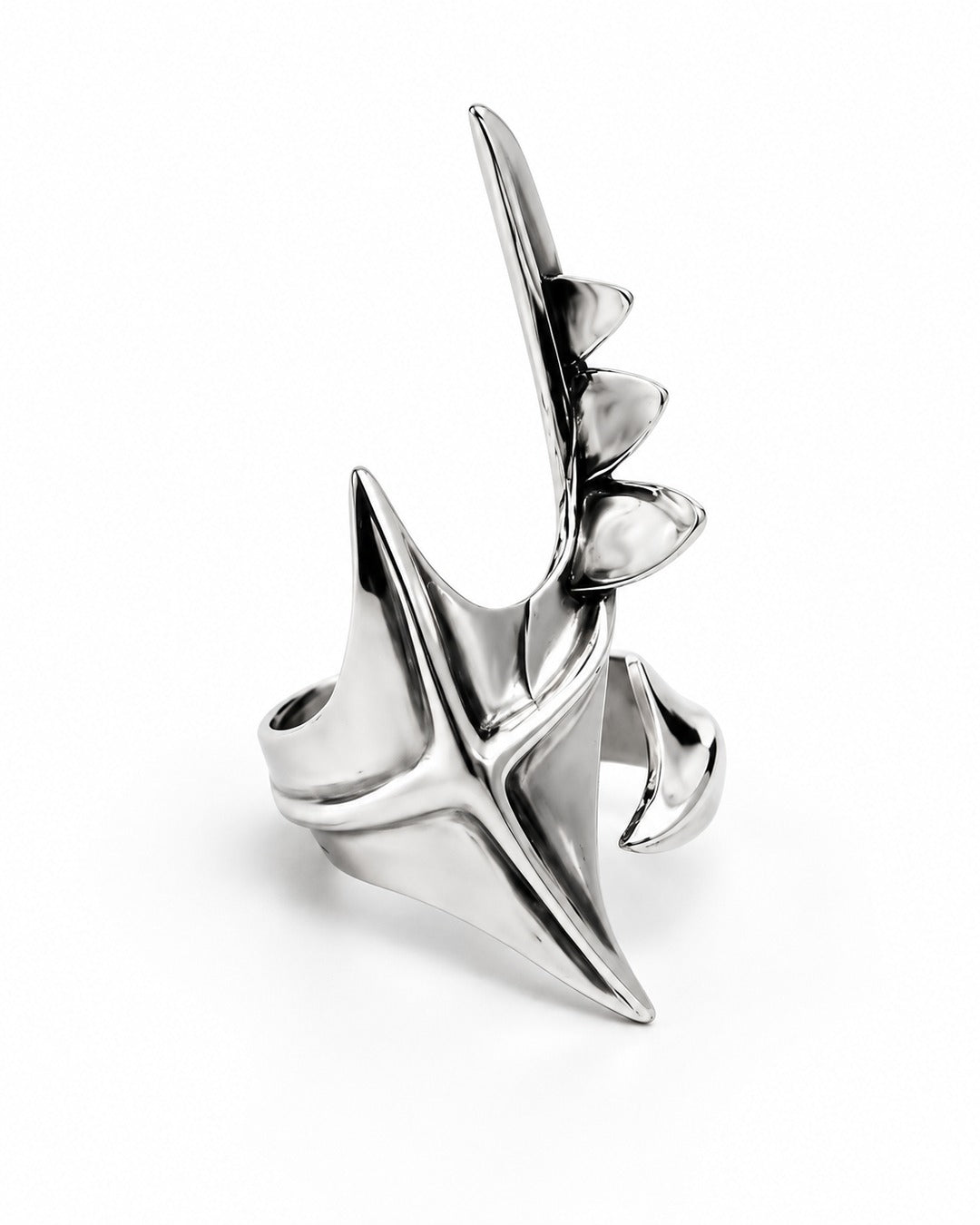 Sculpted Spike Open Ring