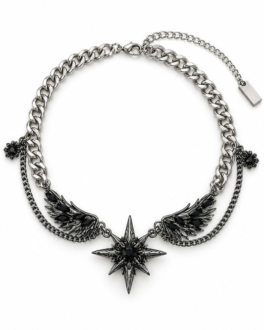 Dark Gem Wing Chain Necklace