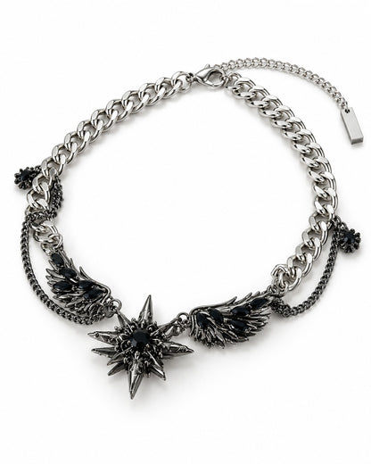 Dark Gem Wing Chain Necklace