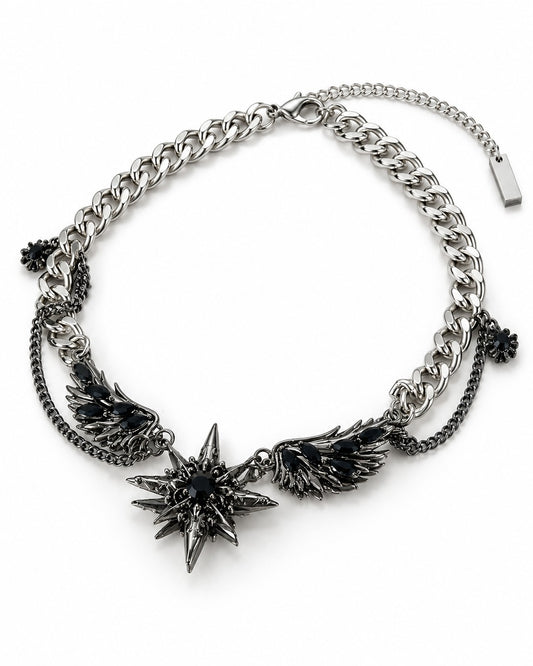 Dark Gem Wing Chain Necklace