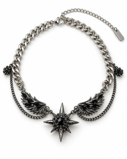 Dark Gem Wing Chain Necklace
