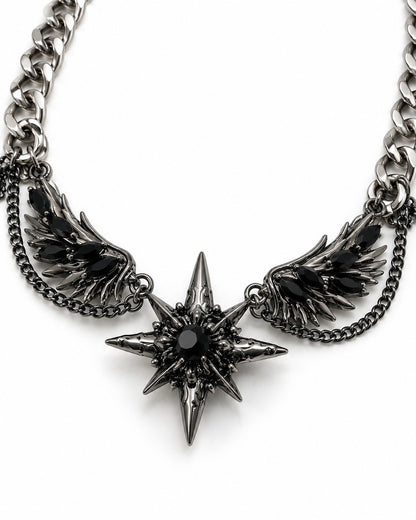 Dark Gem Wing Chain Necklace