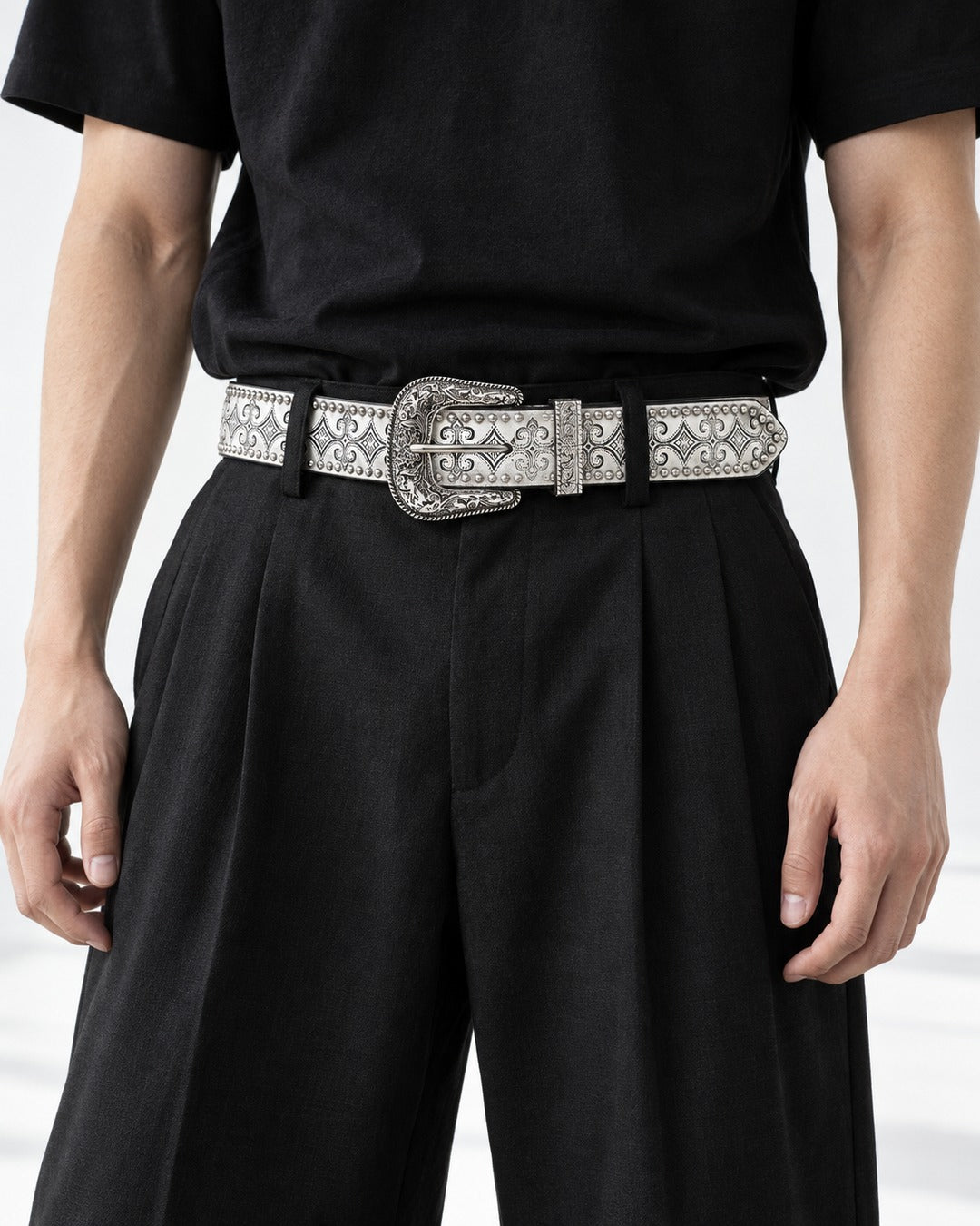 Engraved Western Buckle Belt