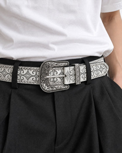 Engraved Western Buckle Belt