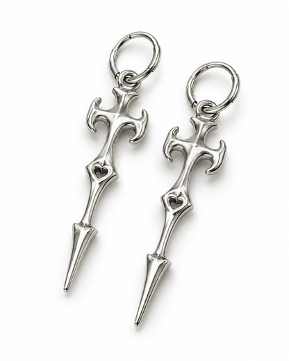 Gothic Cross Drop Earrings