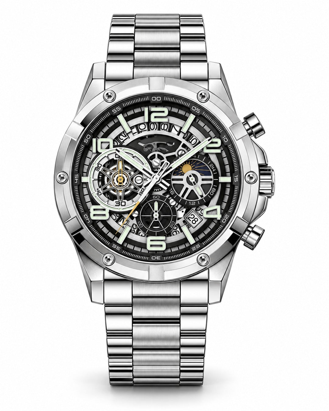 Skeleton Chronograph Steel Watch