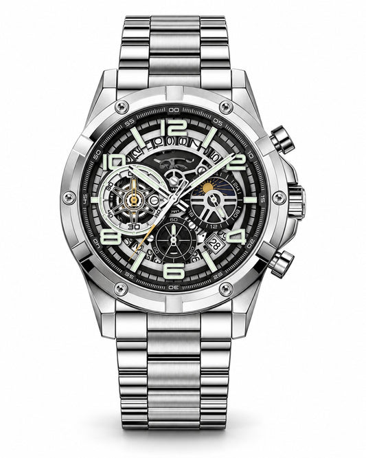 Skeleton Chronograph Steel Watch
