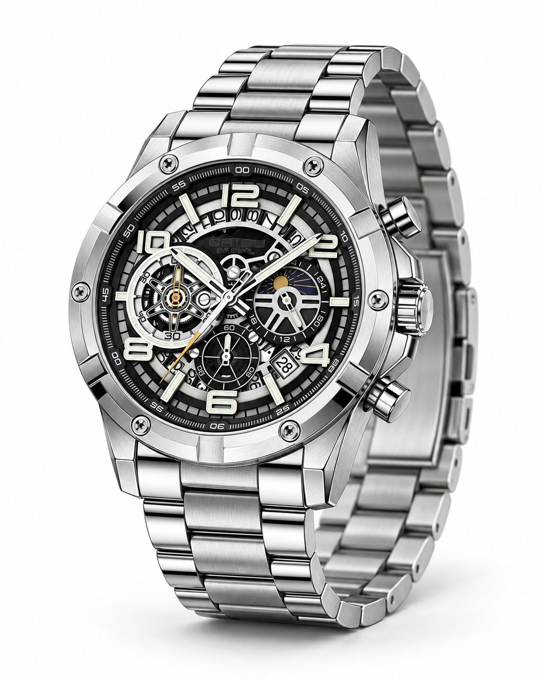 Skeleton Chronograph Steel Watch