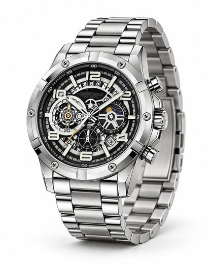 Skeleton Chronograph Steel Watch