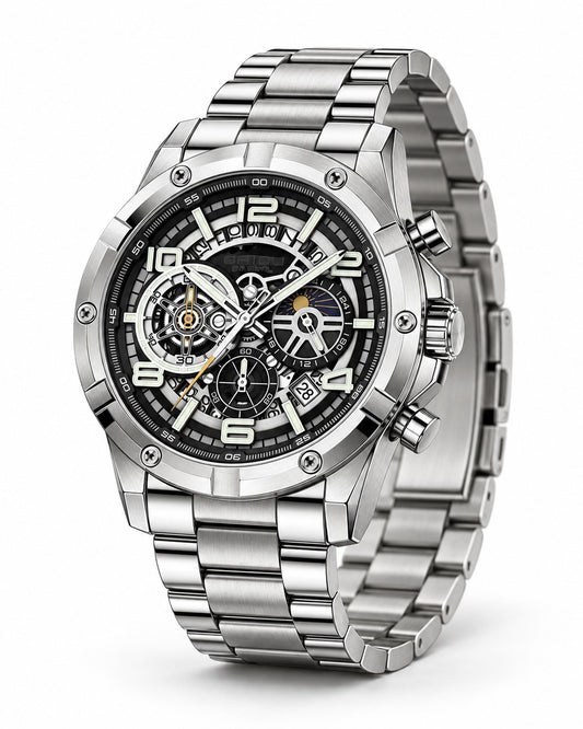Skeleton Chronograph Steel Watch