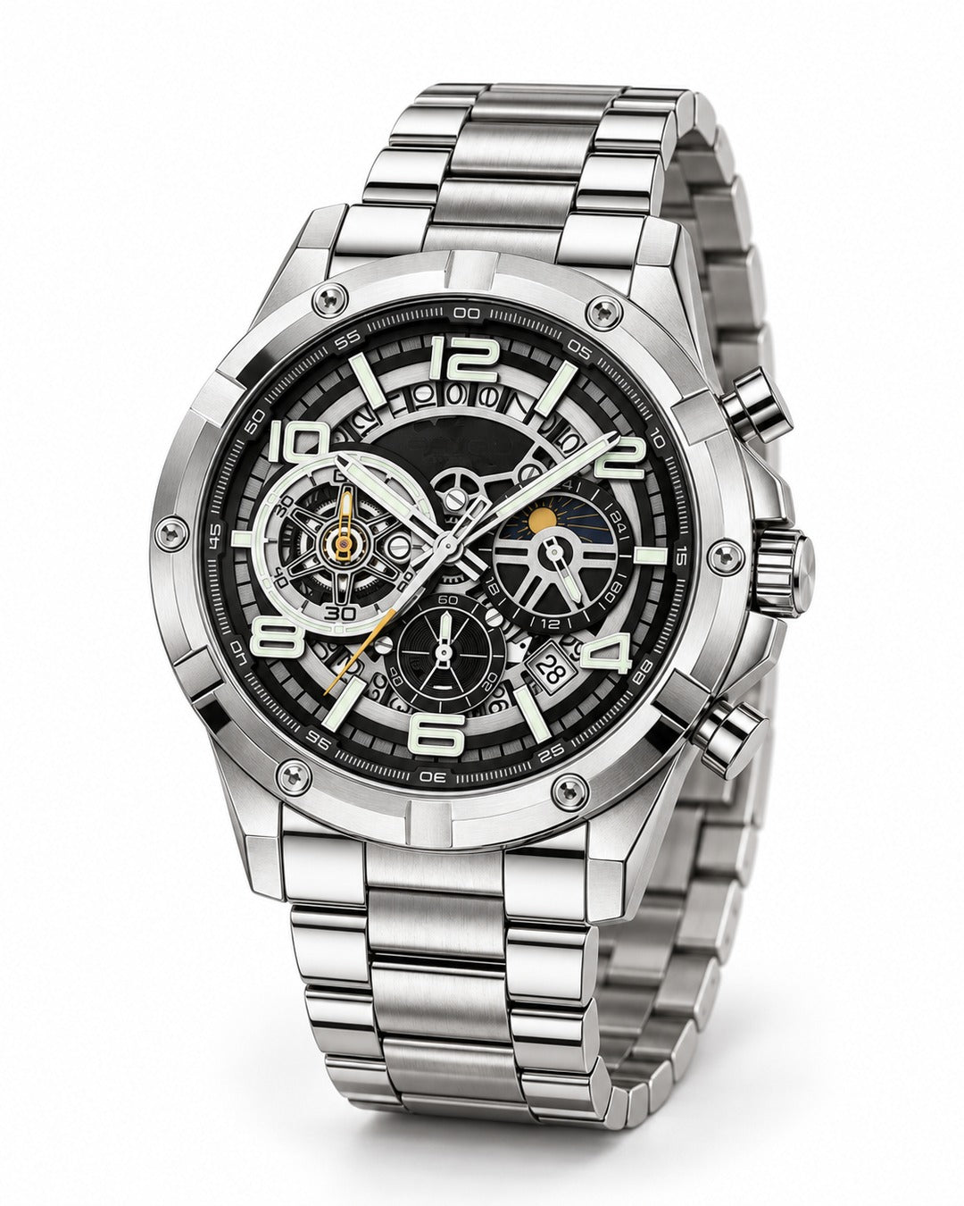Skeleton Chronograph Steel Watch