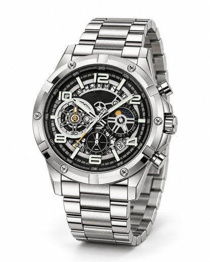 Skeleton Chronograph Steel Watch