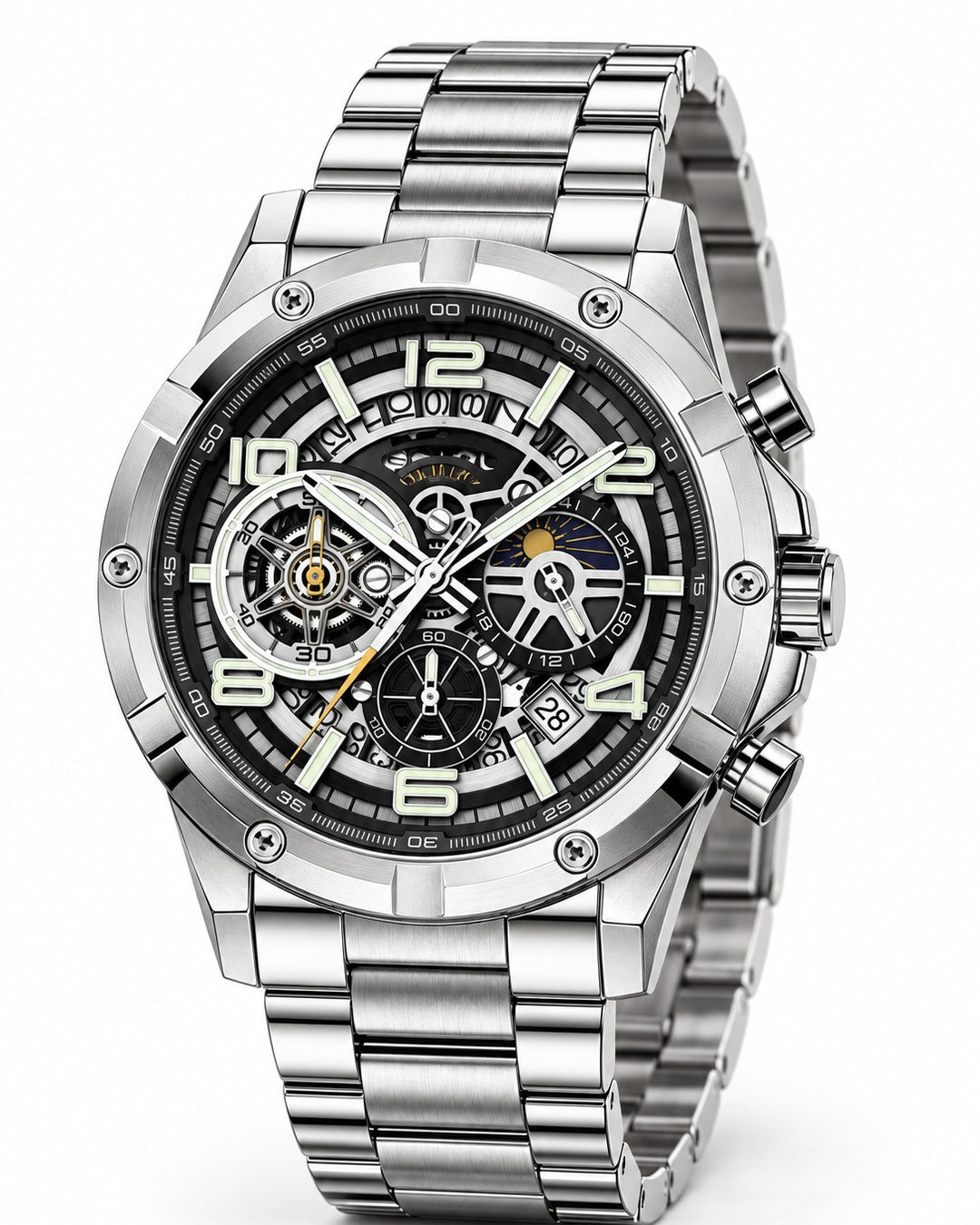 Skeleton Chronograph Steel Watch