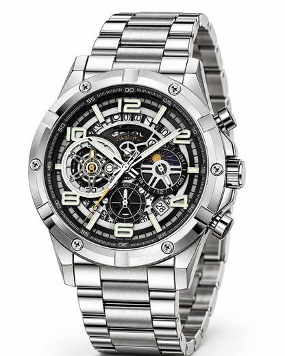 Skeleton Chronograph Steel Watch