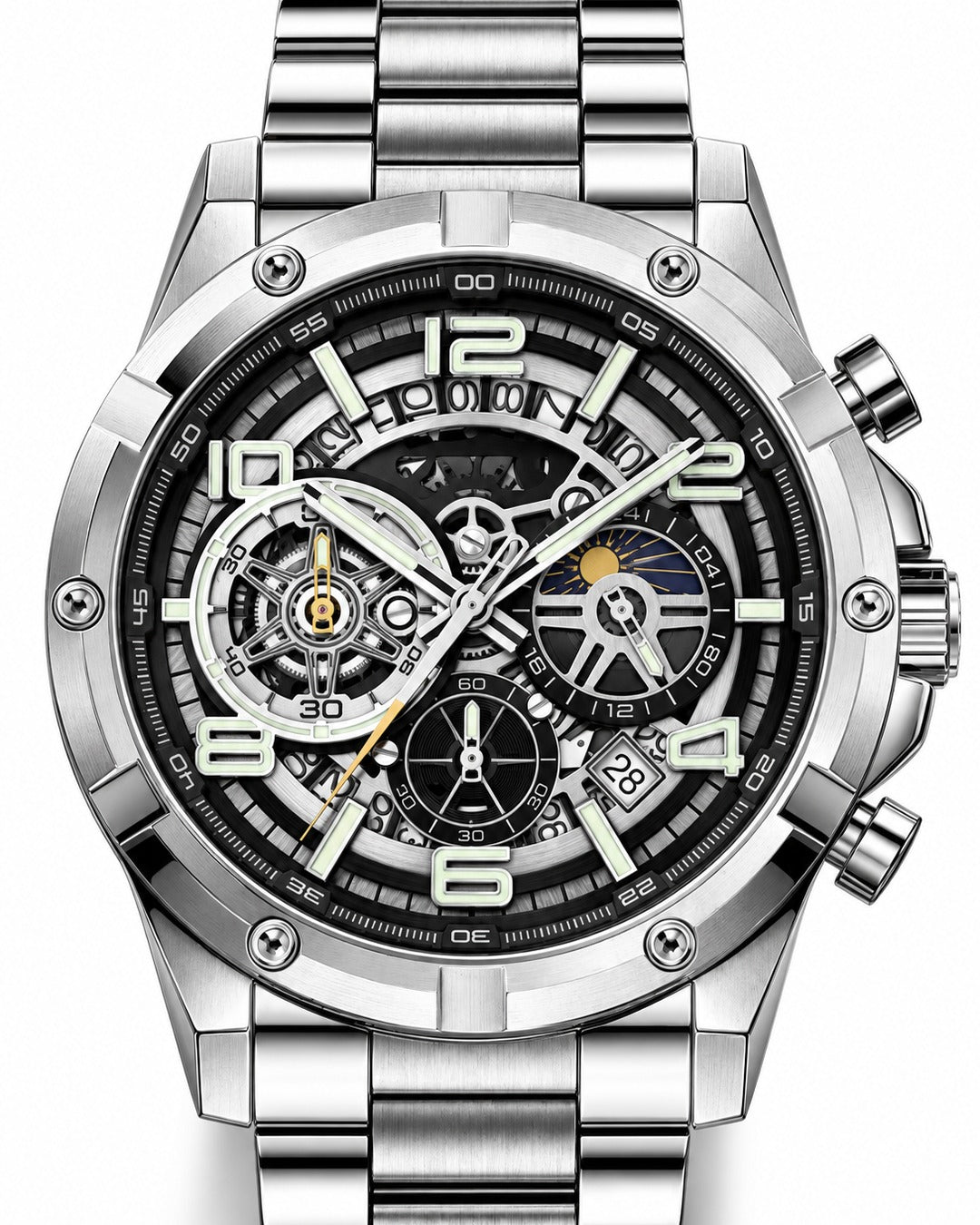 Skeleton Chronograph Steel Watch