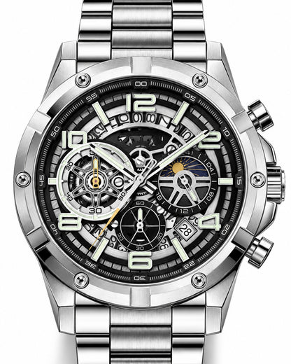 Skeleton Chronograph Steel Watch