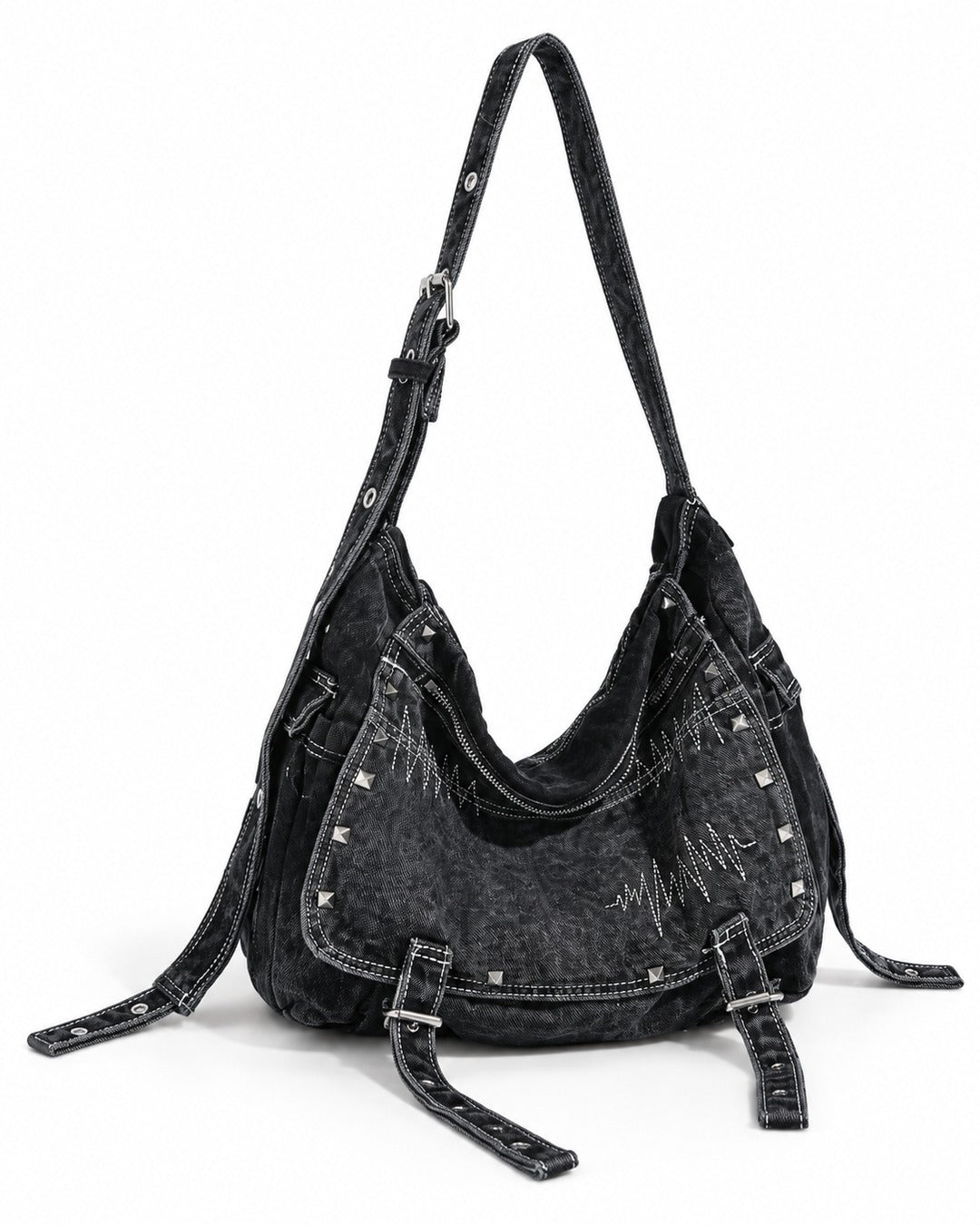 Studded Hobo Shoulder Bag