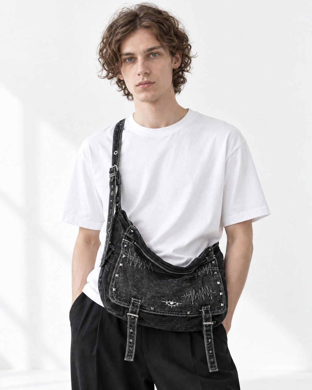 Studded Hobo Shoulder Bag