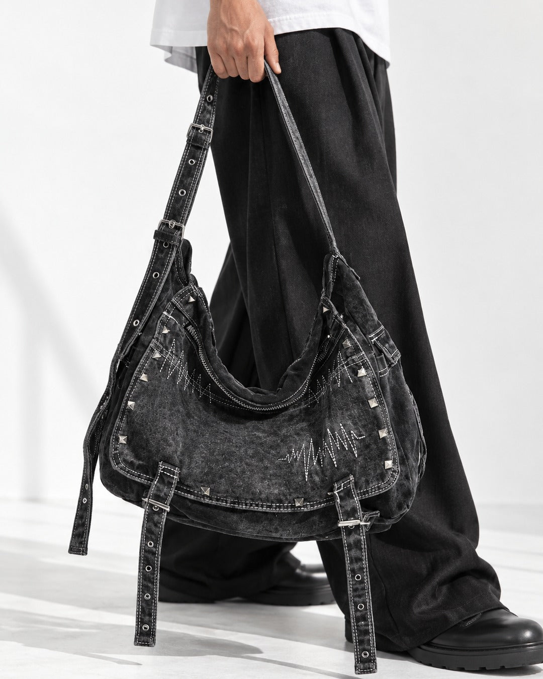 Studded Hobo Shoulder Bag